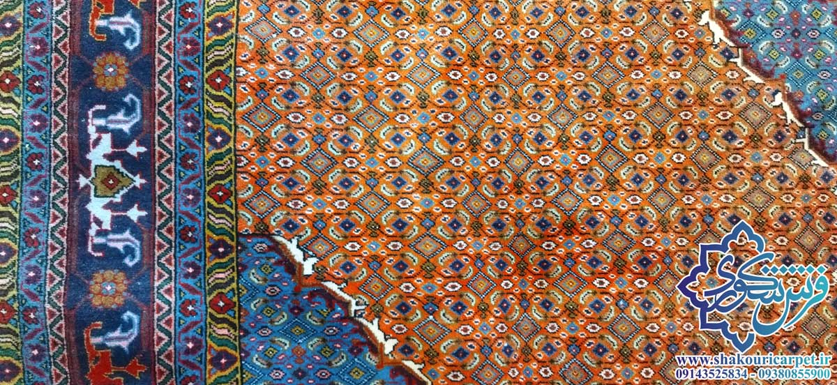 فرش دستبافت 12 متری ریز ماهی اردبیل رنگ مسی خرید از صنایع دستی اردبیل