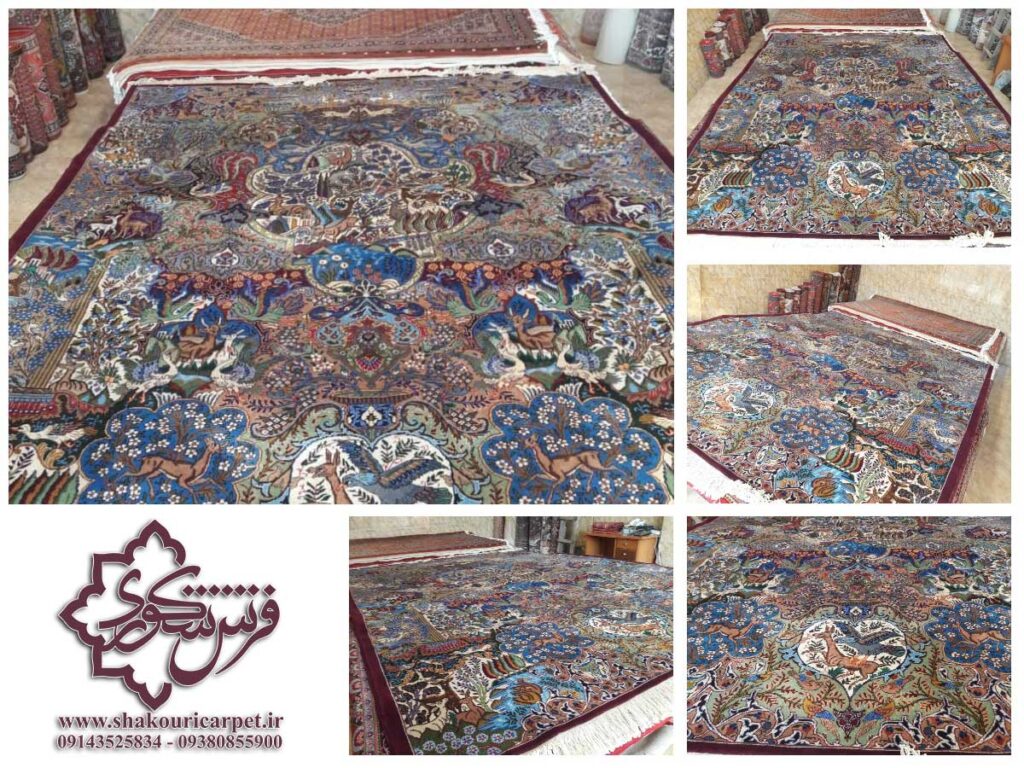 فرش دستبافت کاشمر مشهد طرح گلستان 40 رج 12 متری