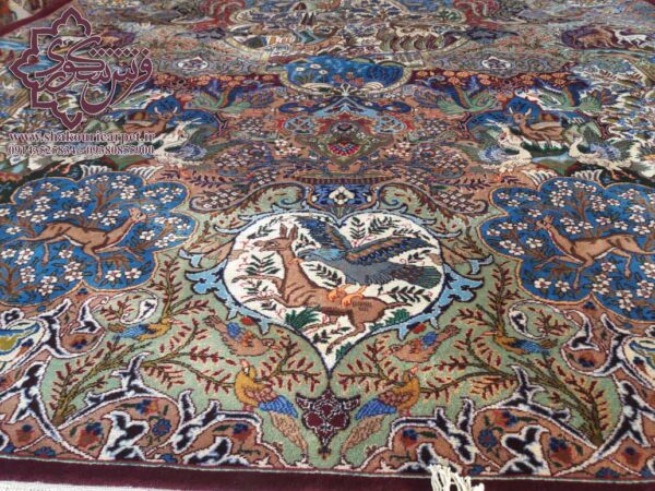 فرش دستبافت کاشمر مشهد طرح گلستان 40 رج 12 متری خرید ار فروشگاه شکوری کارپت