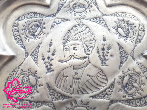سینی مسی 6 گوشه طرح ناصرالدین شاه قاجار خرید از سایت شکوری